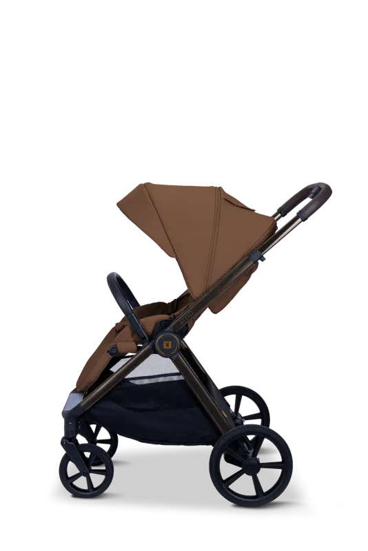 Moon STYLO 5in1 Kombikinderwagen-Set Cognac inkl. Wickeltasche, Regenverdeck und Adaptern