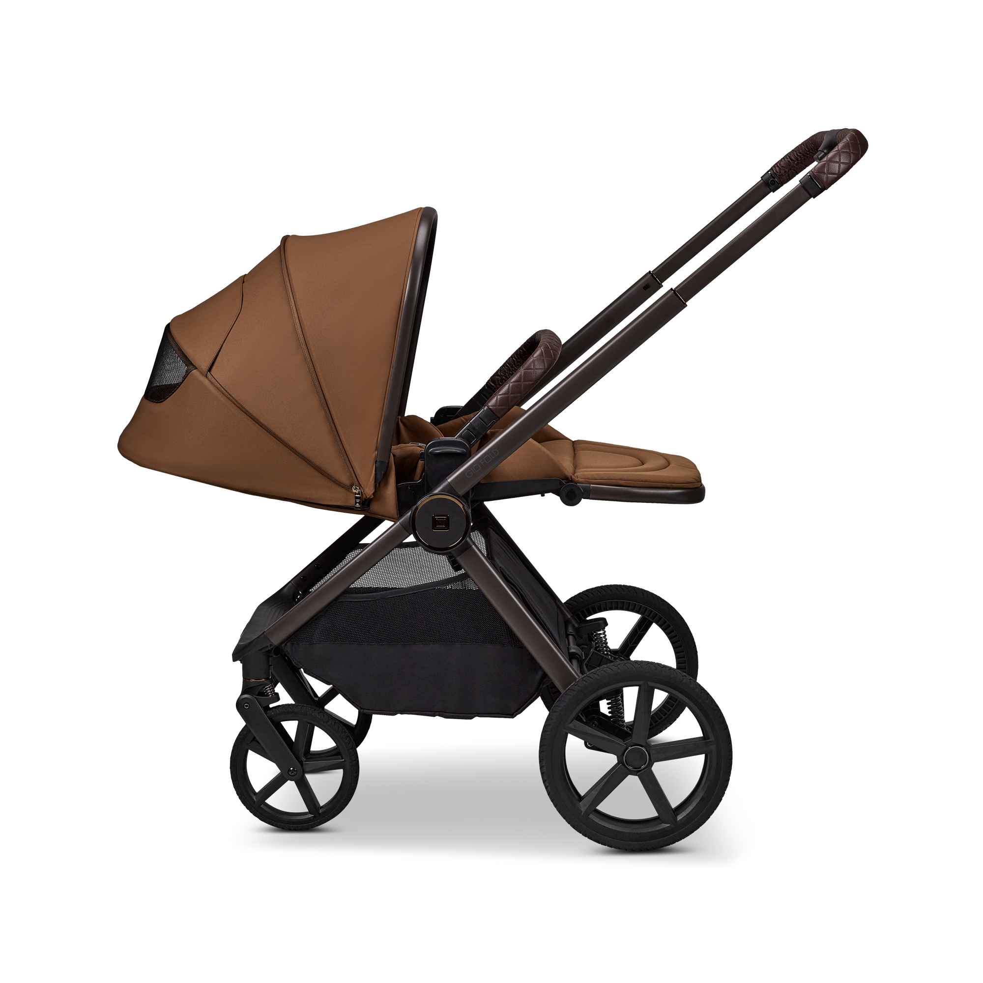 Moon GIO Fold Kombikinderwagen Cognac mit Lightweight-Rädern