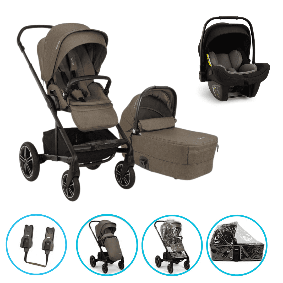 Nuna MIXX next 3in1 Kinderwagen Set Pistachio inkl. Pipa Next Caviar-Chocolate und gratis Zubehör 