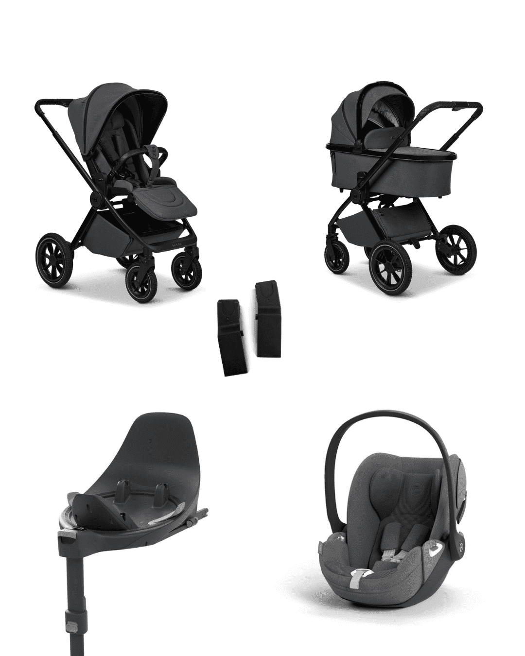 Moon GIO+ 2025 4in1 Set inkl. Cybex Cloud T plus i-Size Babyschale, Cybex Base T und Moon Adapter für GIO+ 2025 Anthra/Mirage Grey