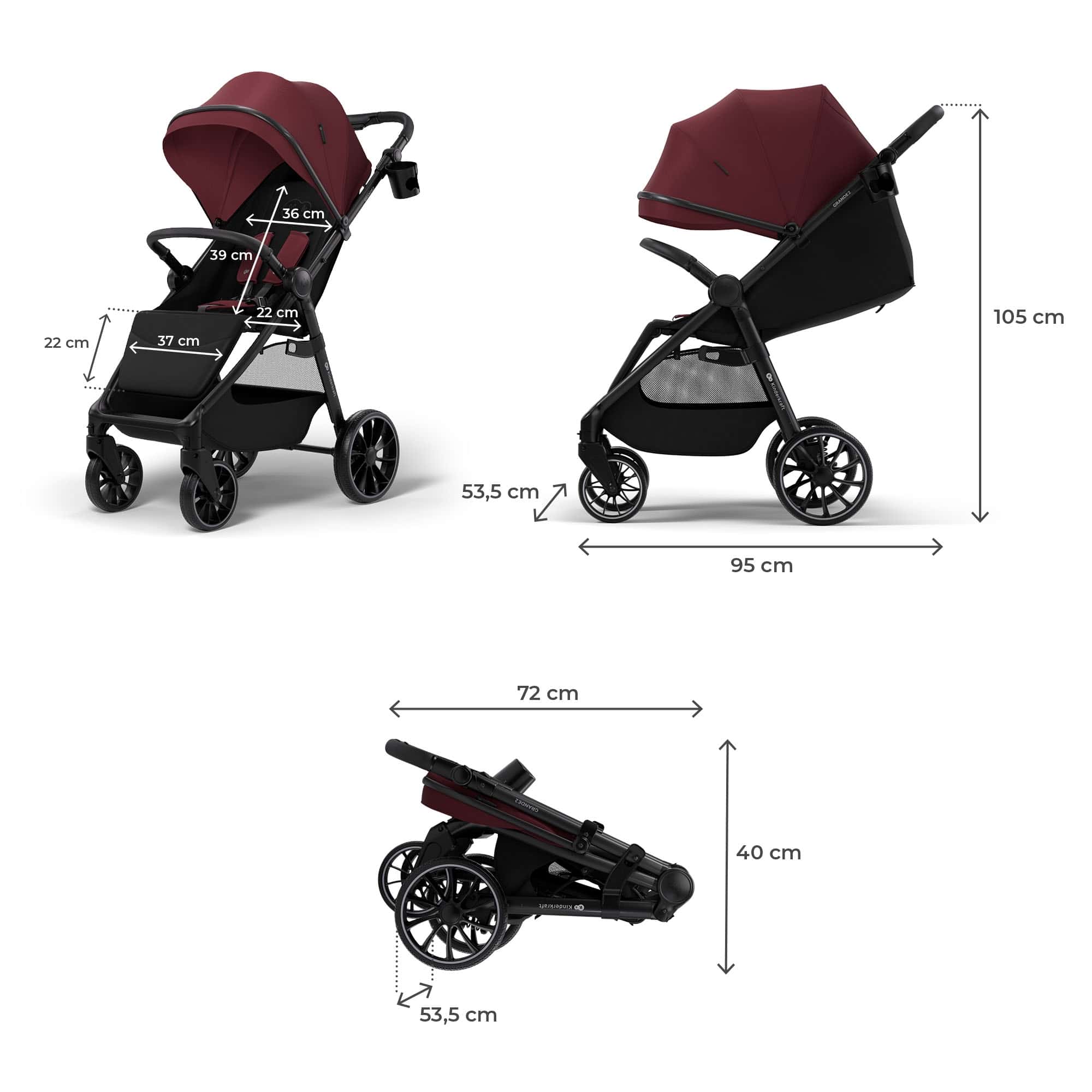 Kinderkraft Buggy GRANDE 2 Burgund
