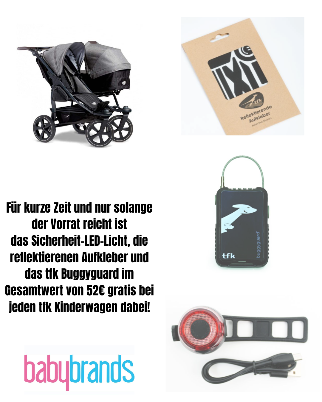 TFK duo 2 Geschwisterwagen (inkl. Sicherheitskit bis zum 31.07.2025) Lufträder - Premium Grau