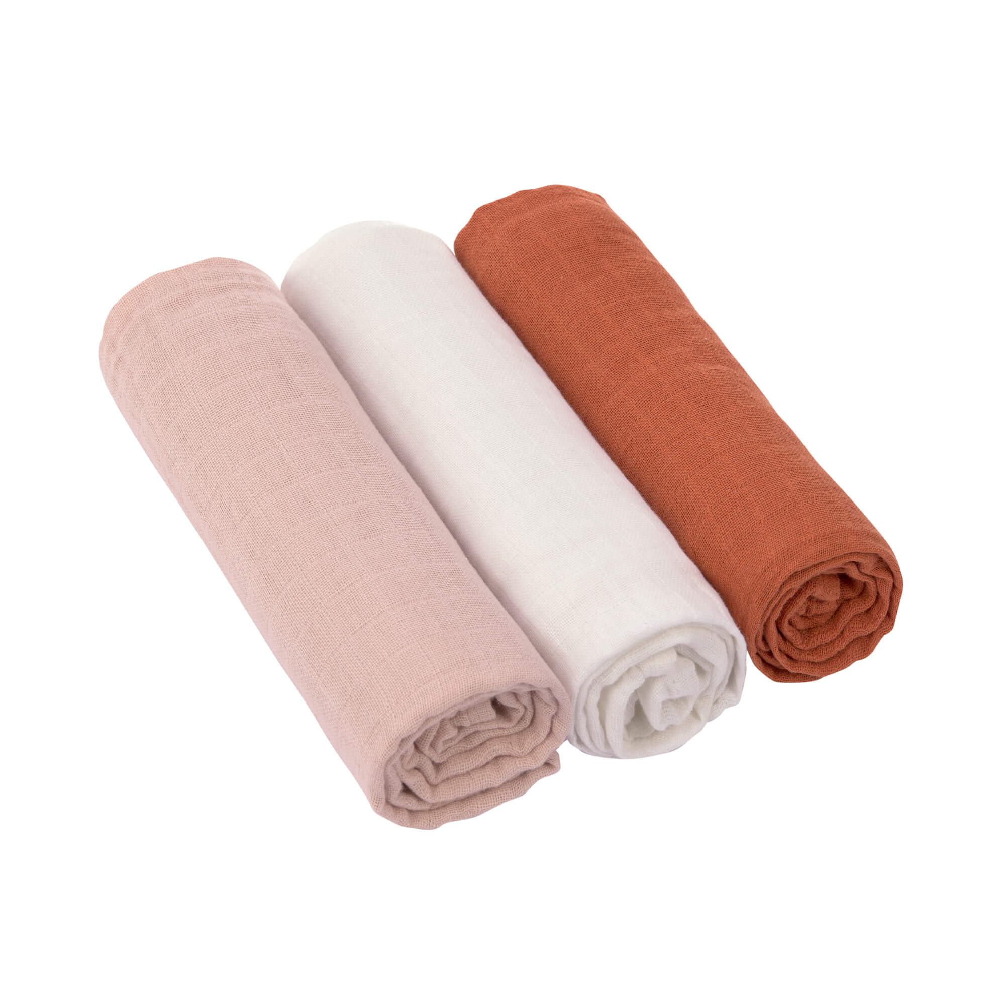 Lässig - Mulltücher 3er Set 85 x 85 cm Powder Pink/Milky/Rust Lässig - Mulltücher 3er Set 85 x 85 cm Powder Pink/Milky/Rust