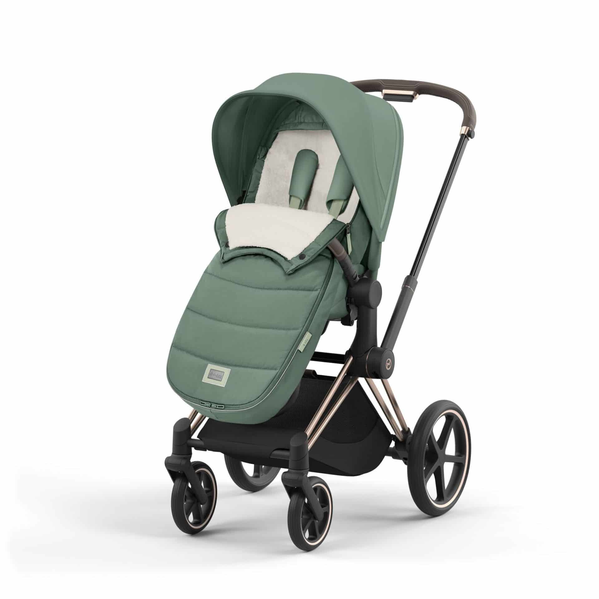 CYBEX PRIAM Kombikinderwagen Chrome Schwarz/Leaf Green inkl. CYBEX Platinum Fußsack Leaf Green