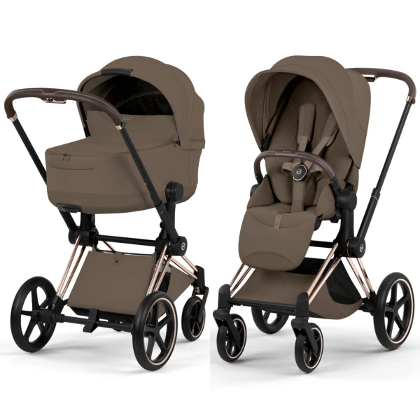  Cybex Priam Style Kinderwagen Set 3in1 Rosegold / Coconut Brown inkl. Cloud T Plus Coconut Brown