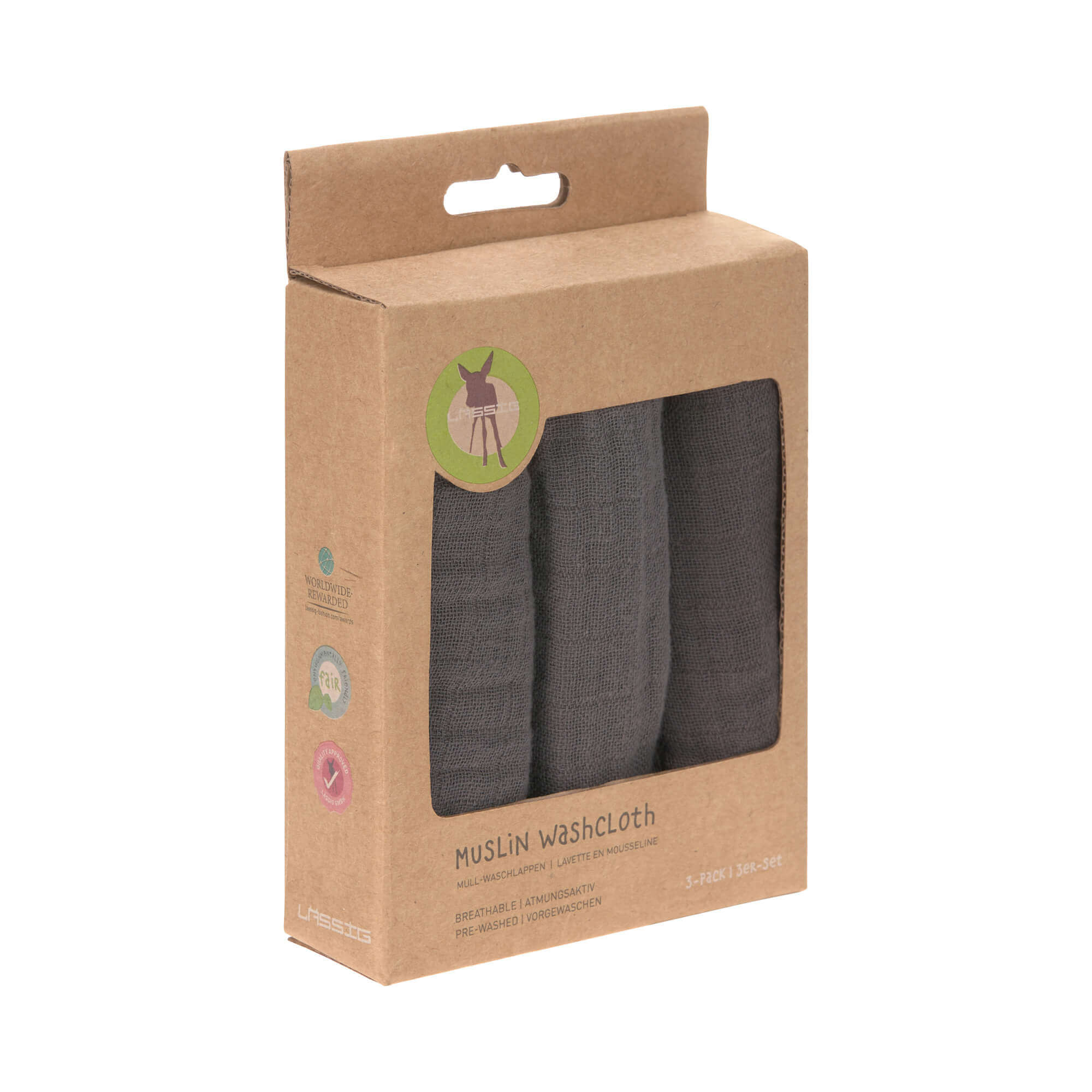 Lässig Waschlappen aus Mull (3 Stk) - Muslin Washcloth