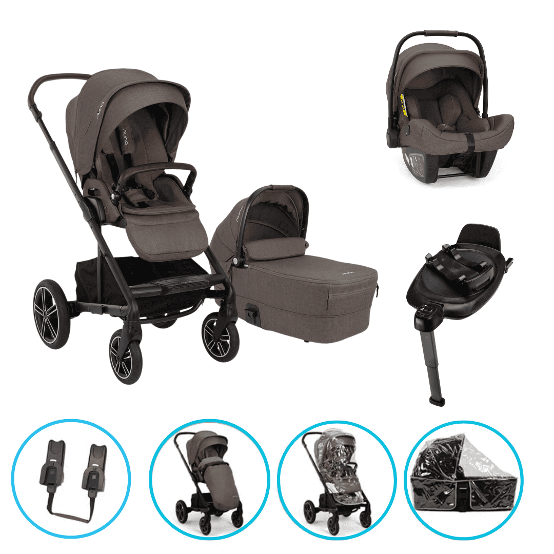 Nuna MIXX next 4in1 Kinderwagen Set Chestnut inkl. Pipa Next Chestnut, Base Next und gratis Zubehör
