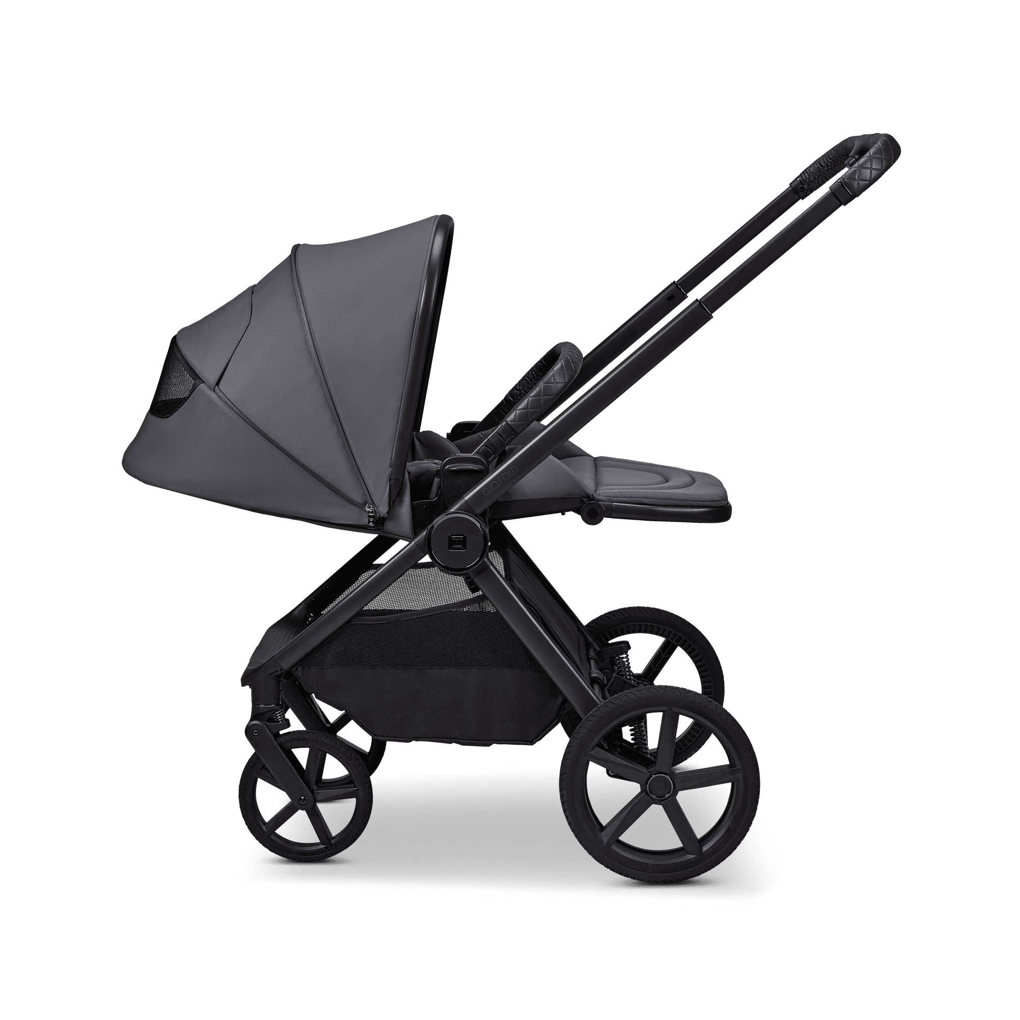Moon GIO Fold 3in 1 Kombikinderwagen Graphite mit Babyschale Cosmo 2.0 und Lightweight-Rädern