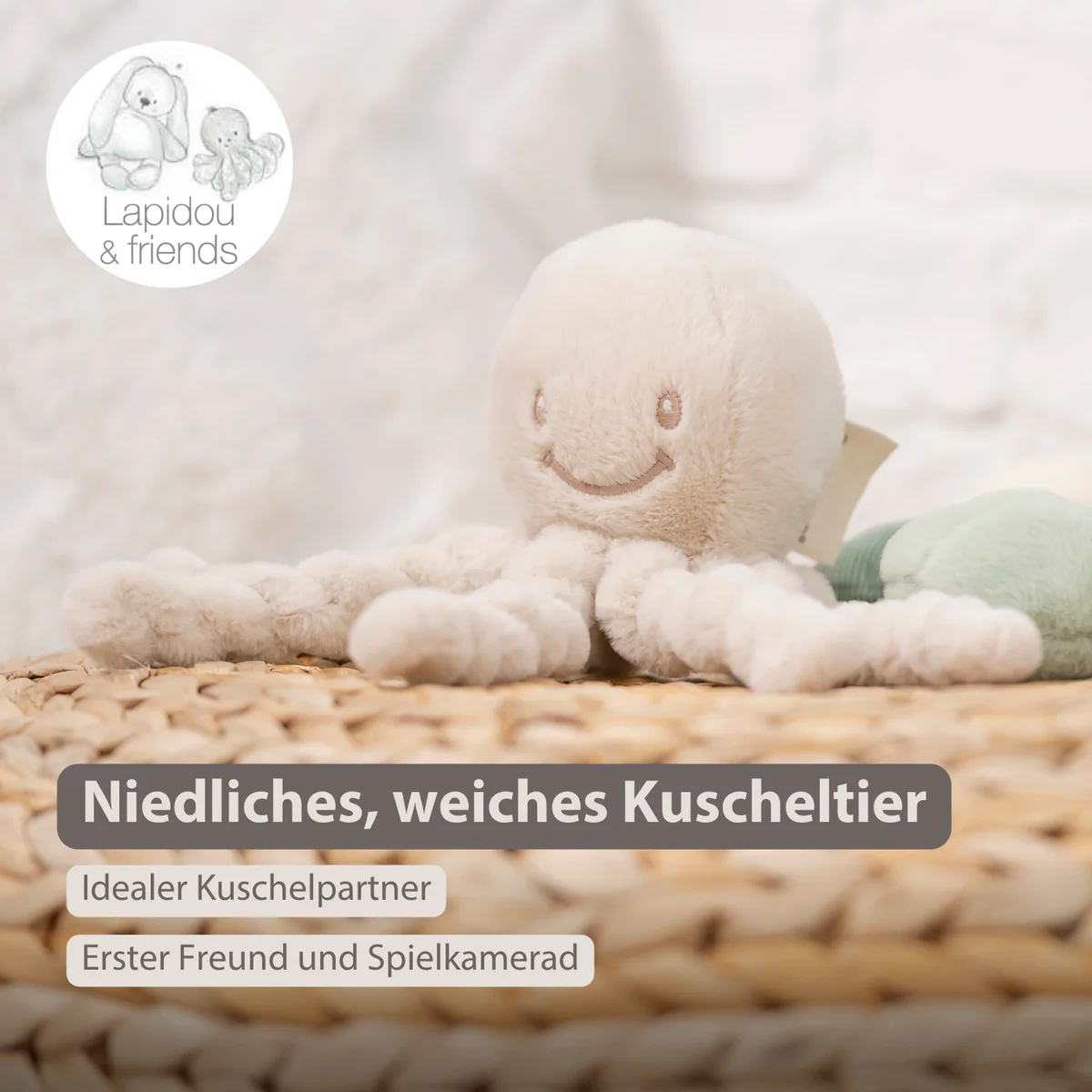 Nattou LAPIDOU Doudou Kuschel-Oktopus Sand