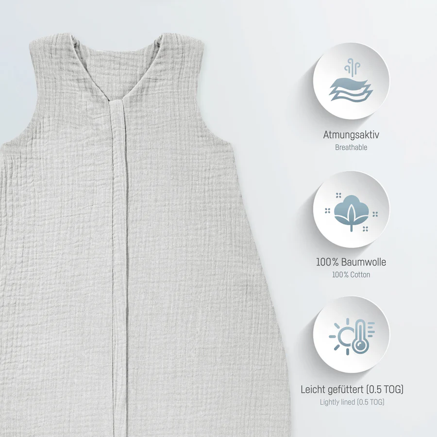 Zöllner Musselin Sommerschlafsack Gr. 90 - Grau