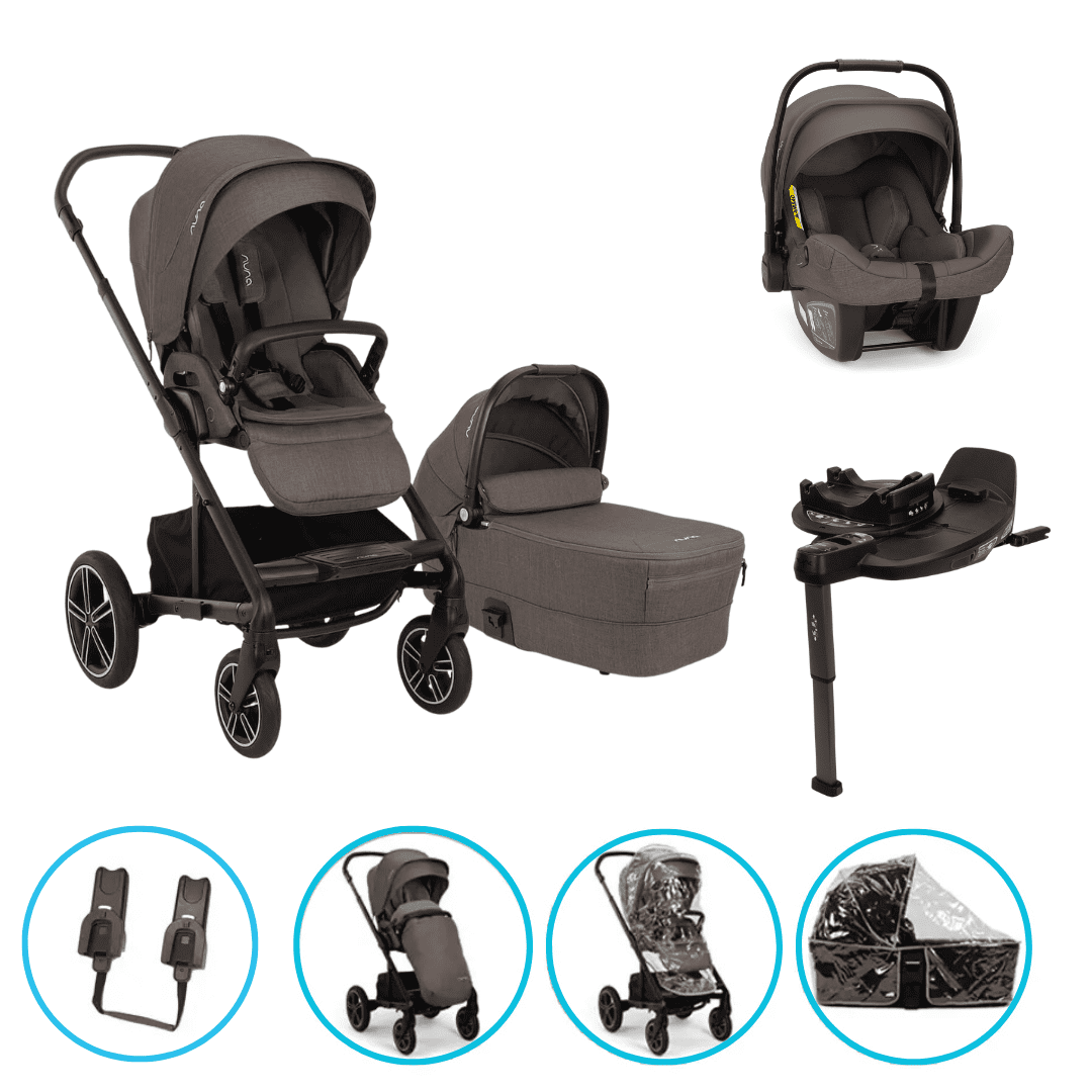 Nuna MIXX next 4in1 Kinderwagen Set Chestnut inkl. Pipa Next Chestnut, Base Curv und gratis Zubehör 