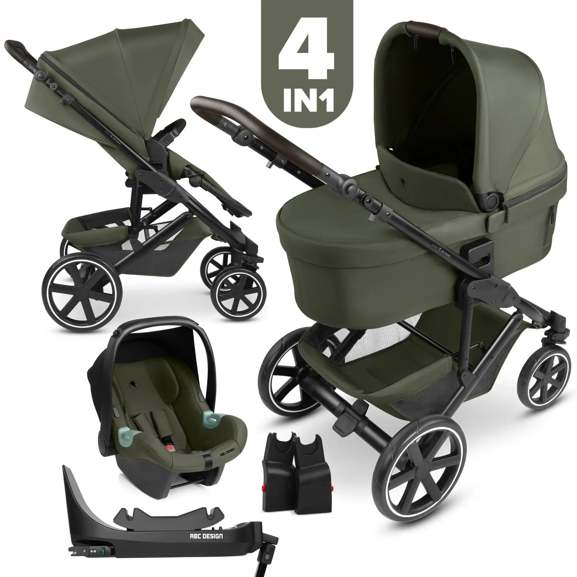 ABC Design Sierra 4in1 Kinderwagen-Set Pea inkl. Isofix Base