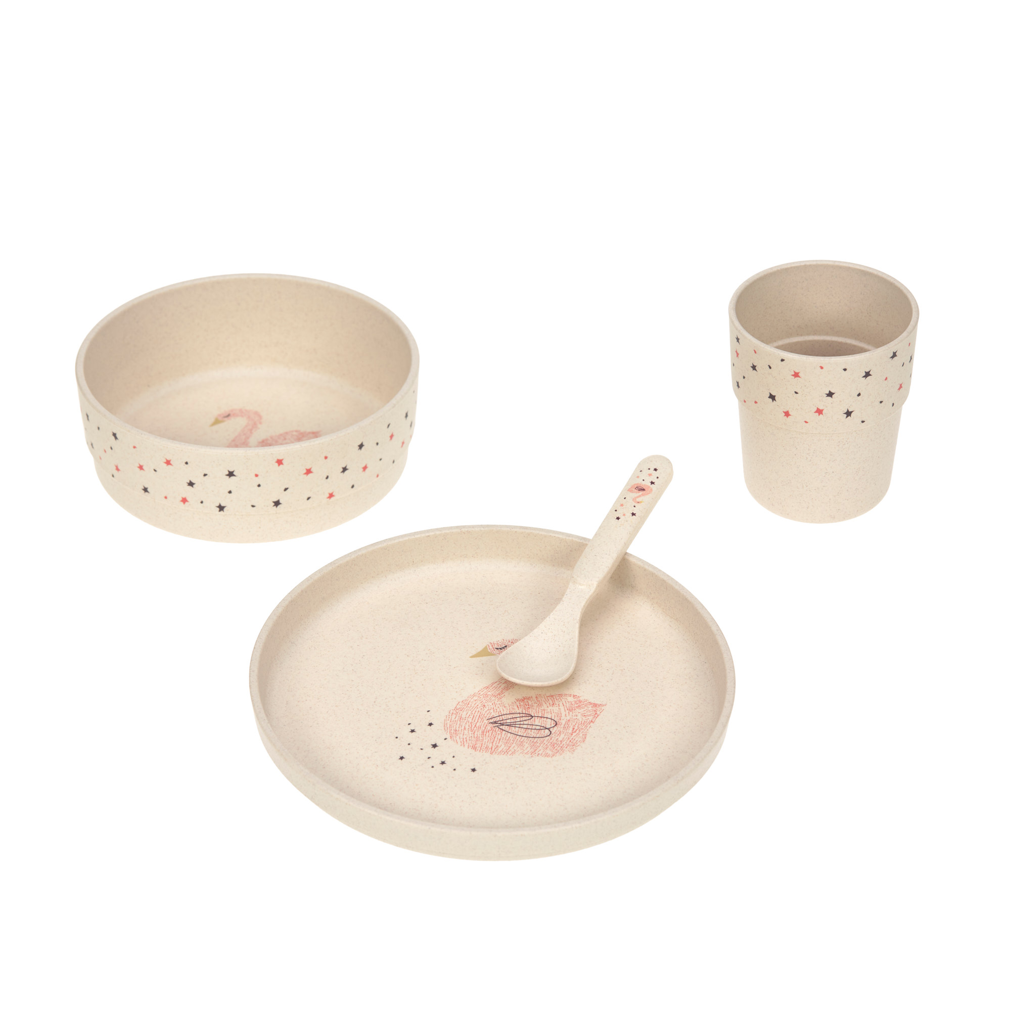 Lässig Kindergeschirr Set (Teller - Schüssel - Becher - Löffel) - Little Water Swan Lässig Kindergeschirr Set (Teller - Schüssel - Becher - Löffel) - Little Water Swan