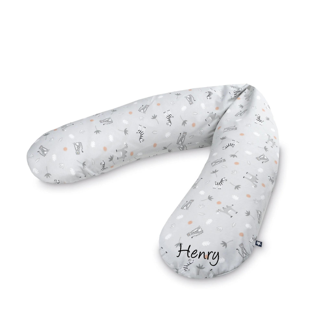 Zöllner personalisiertes Stillkissen Jersey Cotton mit Namen Savanne GrauSchrift 2