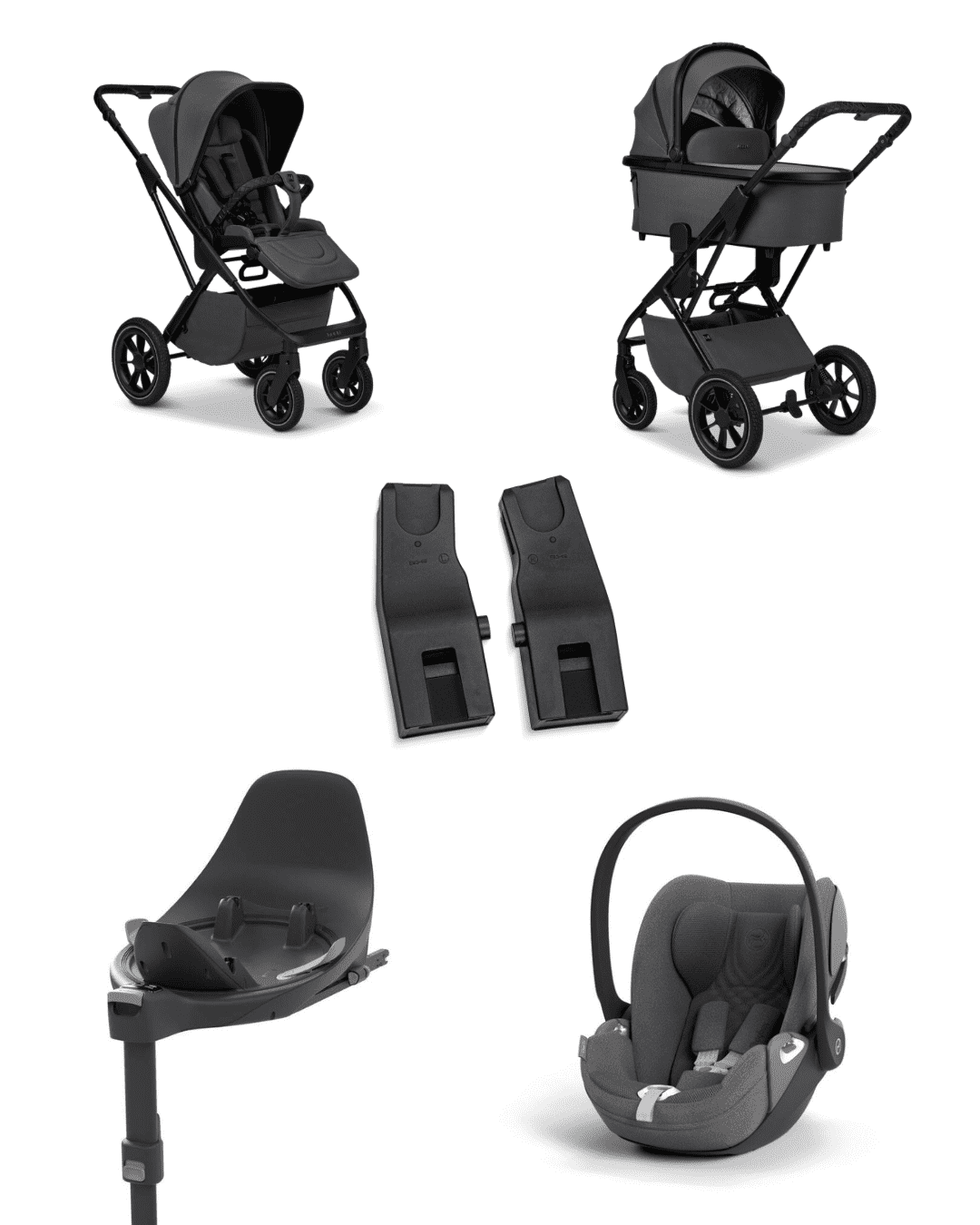 Moon PIU 2025 4in1 Set inkl. Cybex Cloud T plus i-Size mit Base T und Moon PIU Adapter Anthra/Mirage Grey