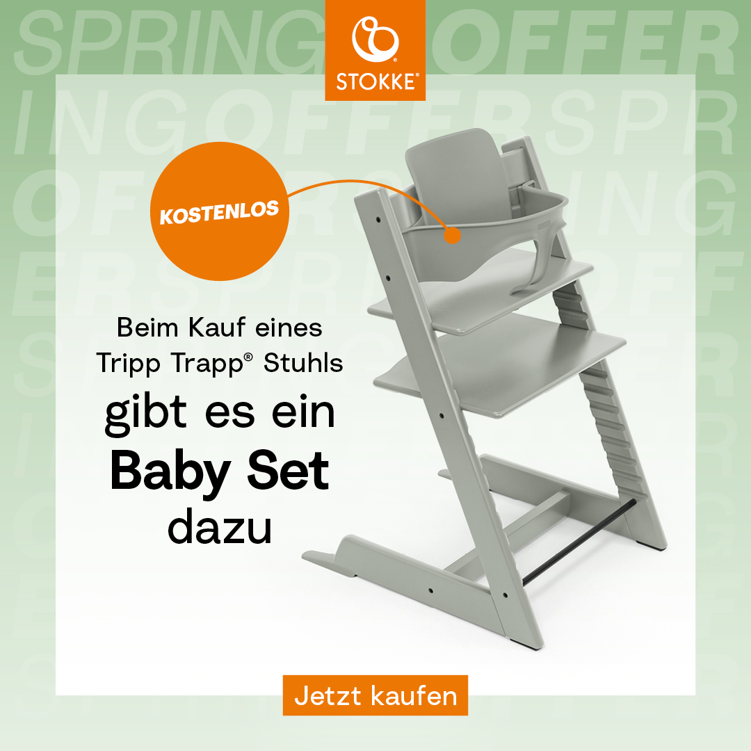 Stokke Tripp Trapp Hochstuhl Buche inkl. gratis Baby Set