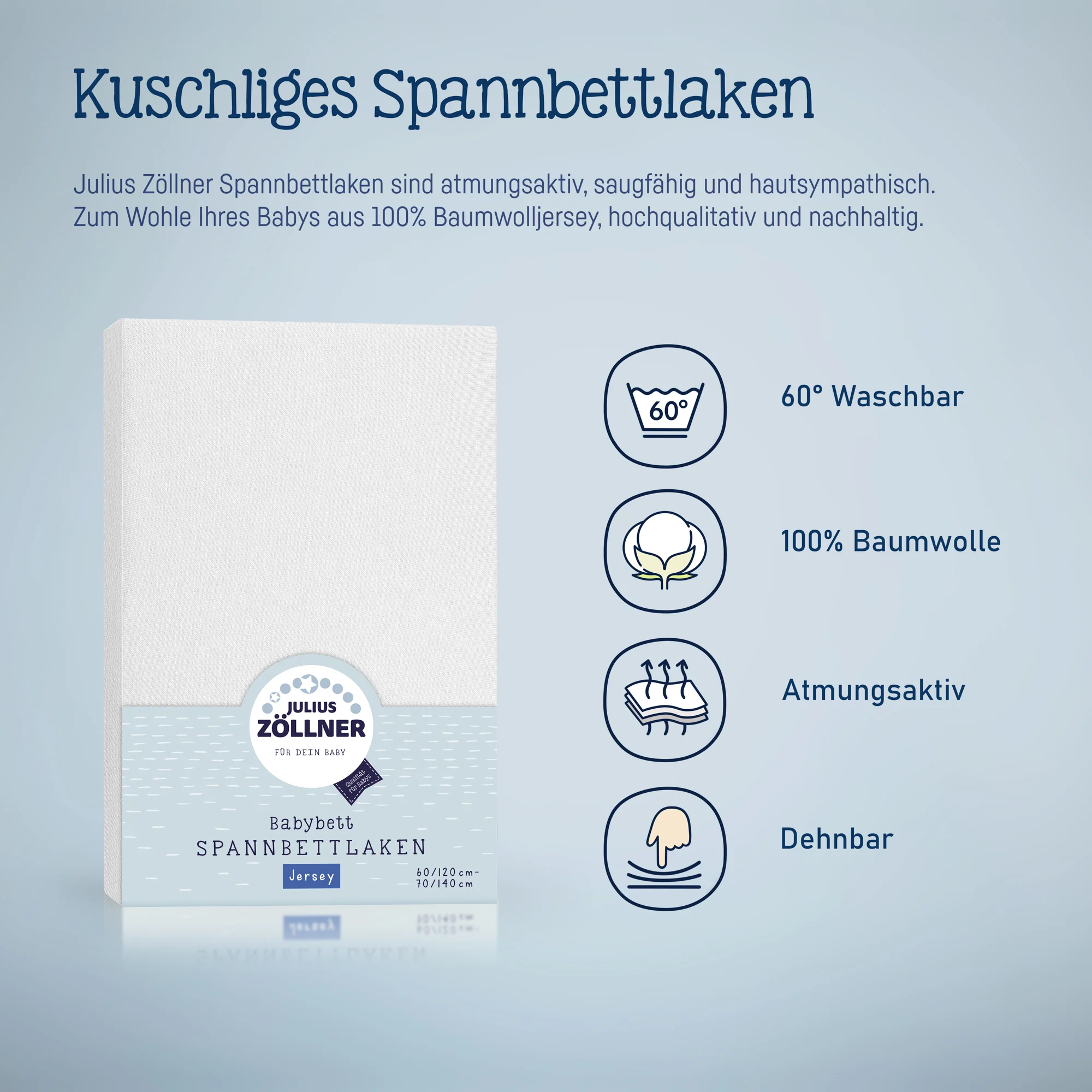 Zöllner Jersey Spannbetttuch Wiege/Stubenwagen 90/40 - weiß Zöllner Jersey Spannbetttuch Wiege/Stubenwagen 90/40 - weiß