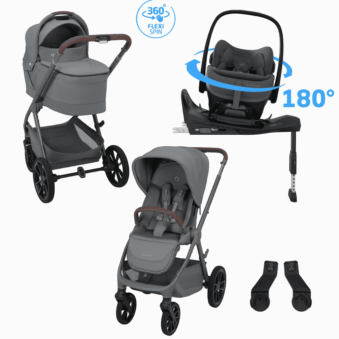 Maxi Cosi Oxford + 5in1 Kinderwagen-Set Moon Graphite inkl. Babyschale Moon Graphite und Base