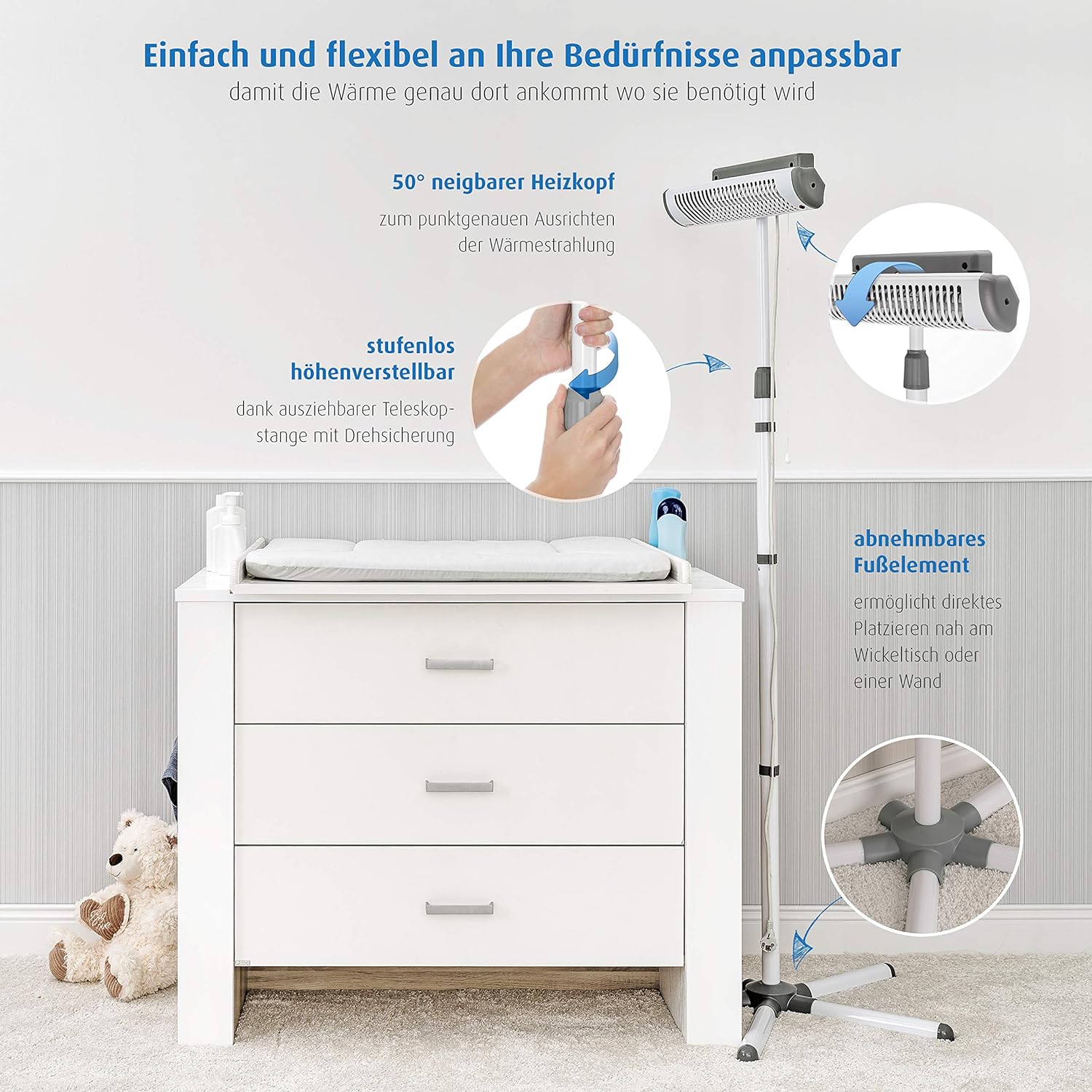 Reer Wickeltisch- Wärmestrahler - Standgerät - 500W Reer Wickeltisch- Wärmestrahler - Standgerät - 500W