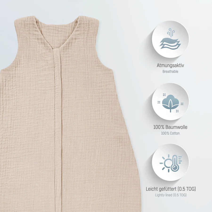 Zöllner Musselin Sommerschlafsack Gr. 80 - Sand