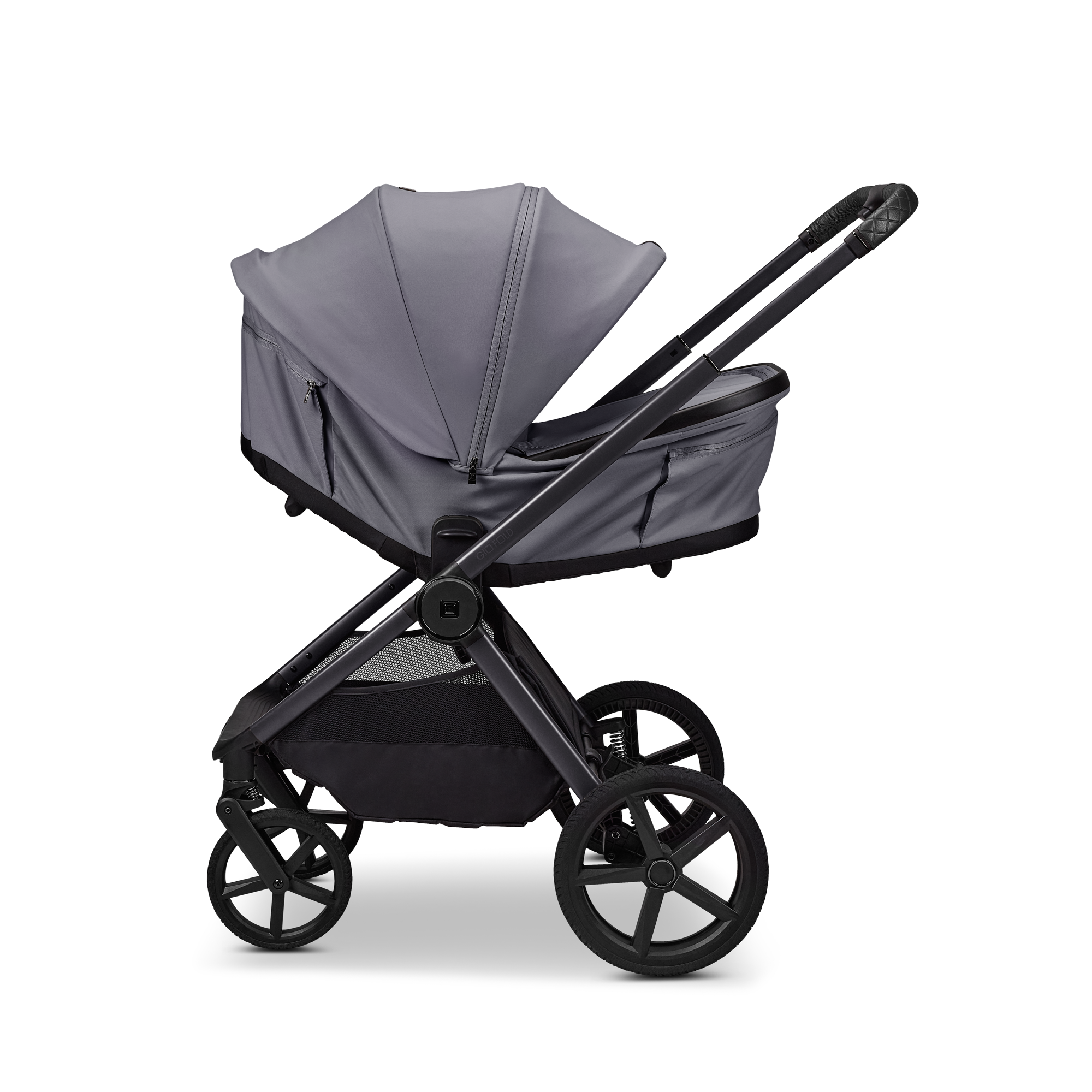 Moon GIO Fold Kombikinderwagen Graphite mit Luftreifen inkl. GRATIS Sonnensegel, Regenverdeck und Mückennetz