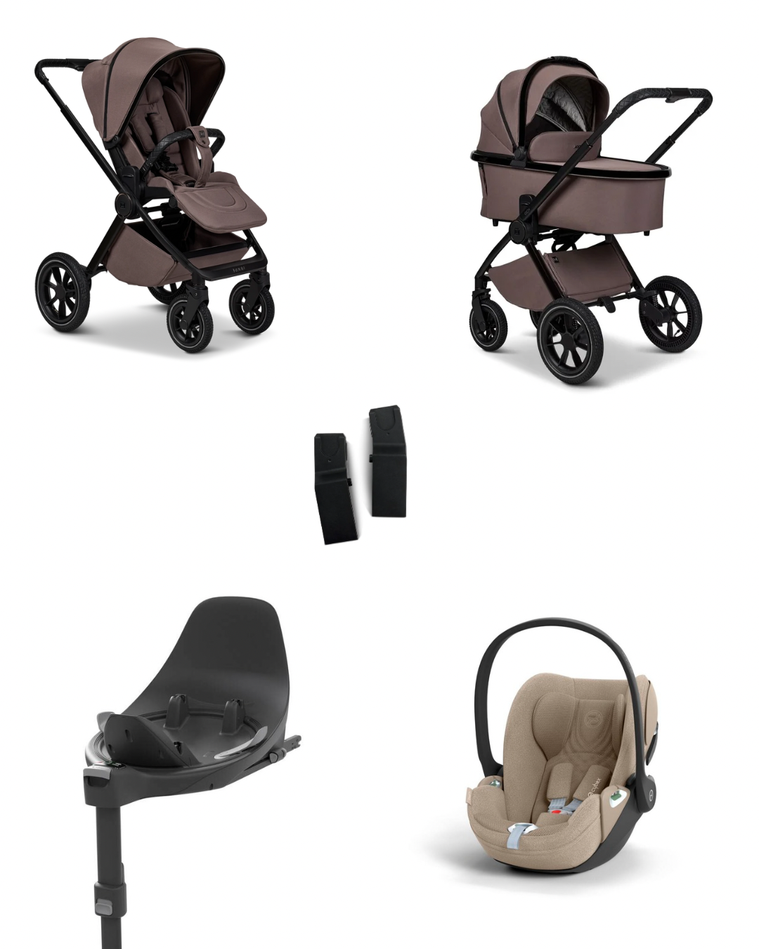 Moon GIO+ 2025 4in1 Set inkl. Cybex Cloud T plus i-Size Babyschale, Cybex Base T und Moon Adapter für GIO+ 2025 Tonka/Cozy Beige