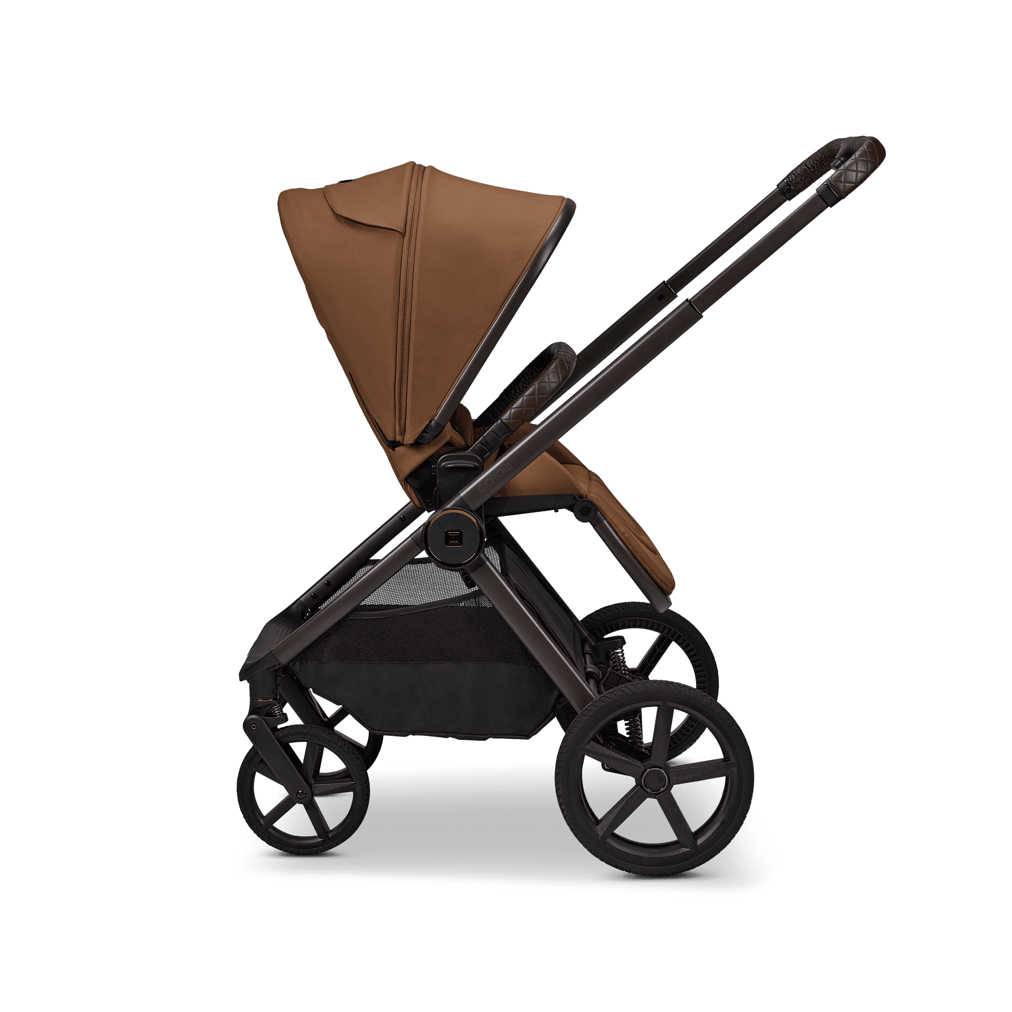 Moon GIO Fold Kombikinderwagen Cognac mit Luftreifen inkl. GRATIS Sonnensegel, Regenverdeck und Mückennetz