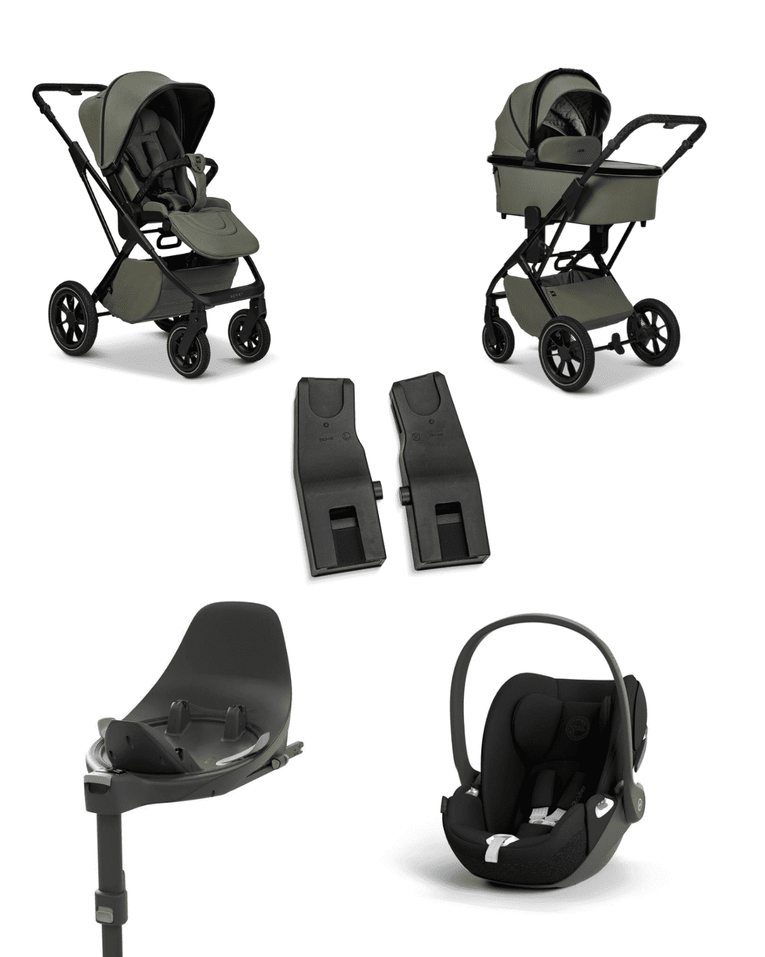 Moon PIU 2025 4in1 Set inkl. Cybex Cloud T i-Size mit Base T und Moon PIU Adapter Moss/Sepia Black