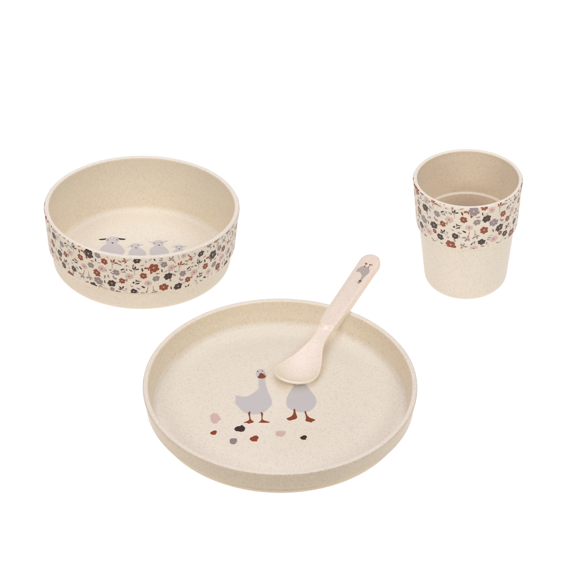 Lässig Kindergeschirr Set (Teller - Schüssel - Becher - Löffel) - Tiny Farmer Sheep/Goose nature Lässig Kindergeschirr Set (Teller - Schüssel - Becher - Löffel) - Tiny Farmer Sheep/Goose nature