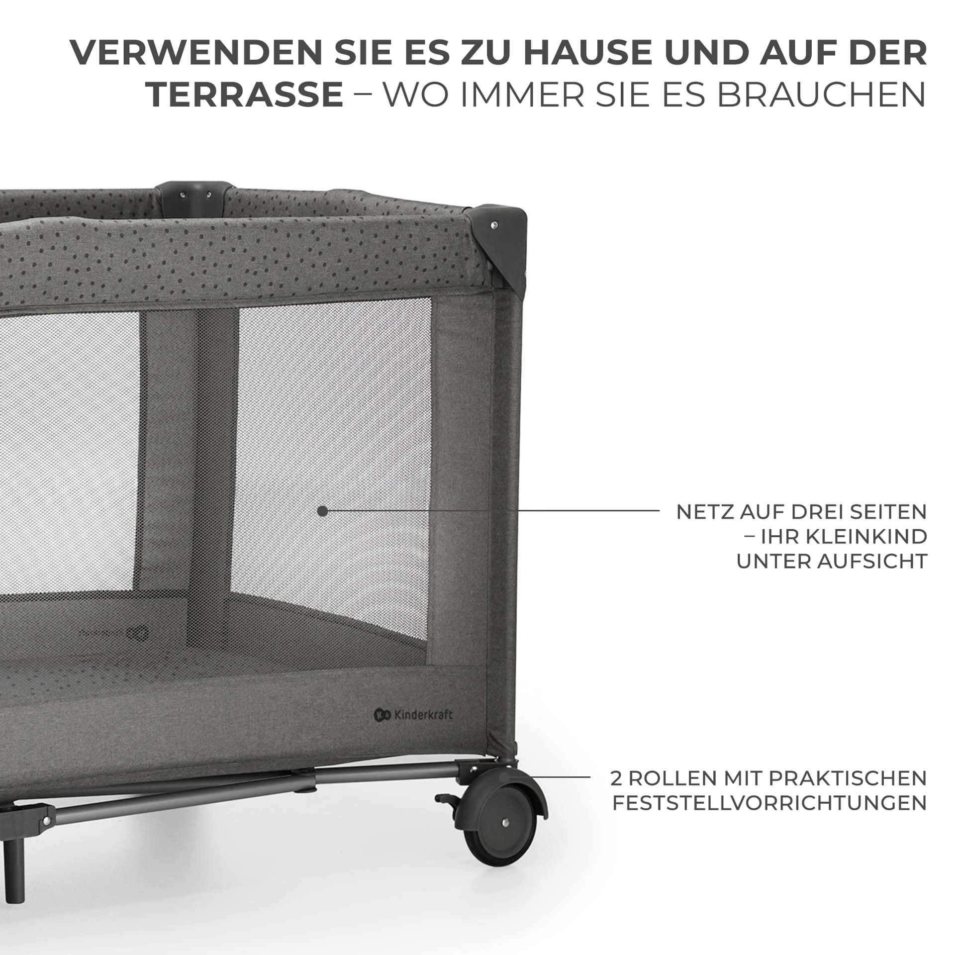 Kinderkraft Reisebett 3in1 JOY 2 Grey inkl. Wickelauflage und Zubehör Kinderkraft Reisebett 3in1 JOY 2 Grey inkl. Wickelauflage und Zubehör