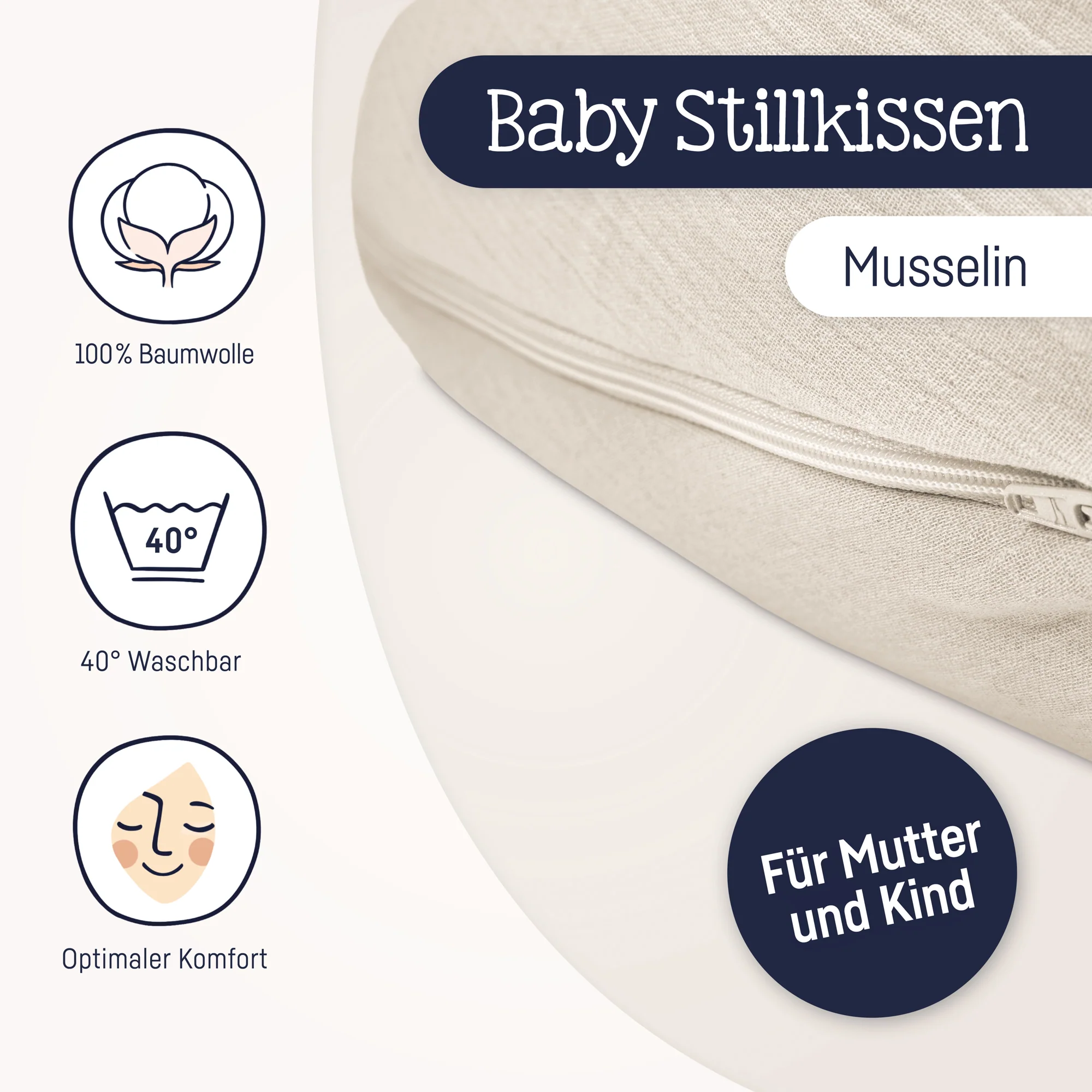 personalisiertes Stillkissen Musselin - Zöllner