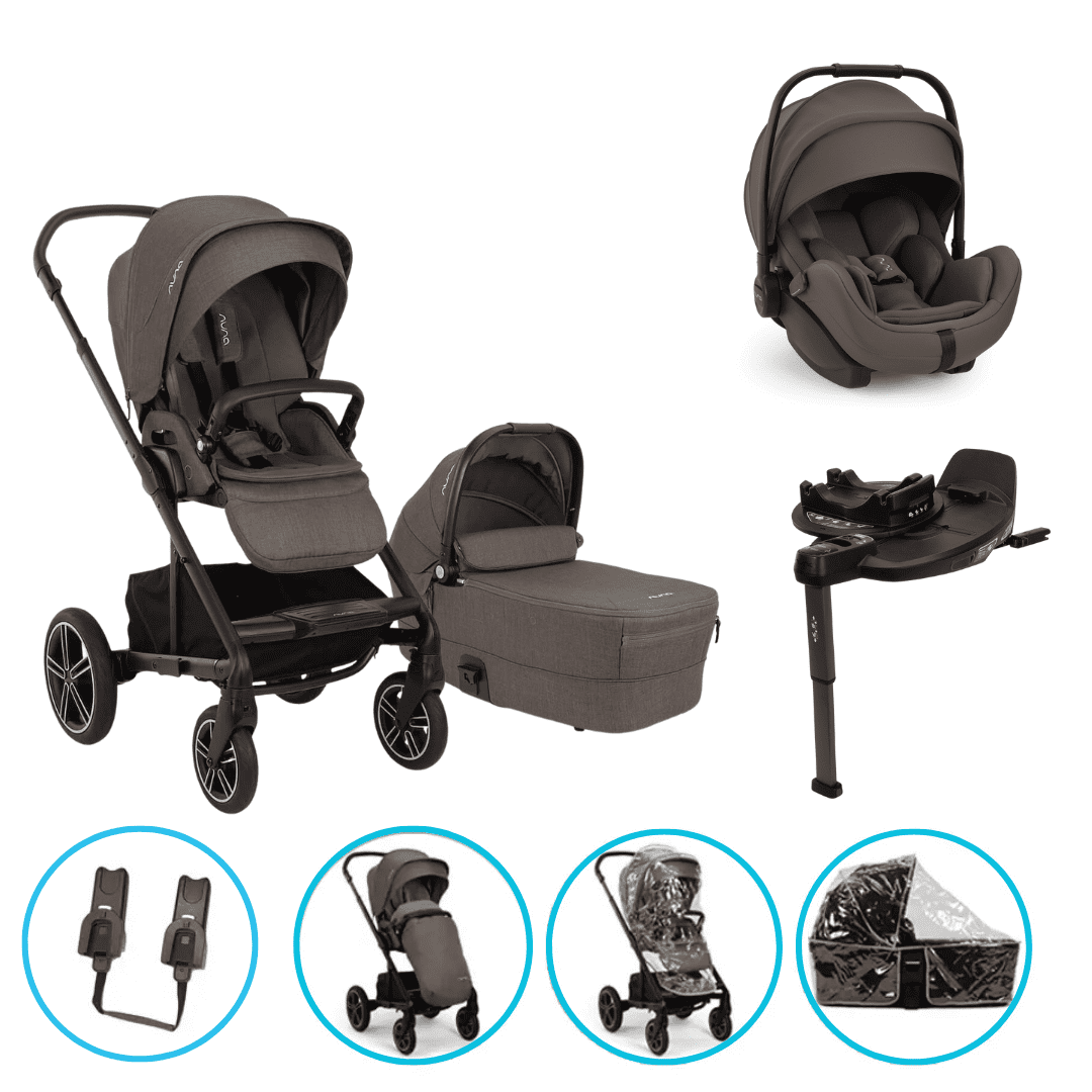 Nuna MIXX next 4in1 Kinderwagen Set Chestnut inkl. Arra flex Chestnut, Base Curv & gratis Zubehör