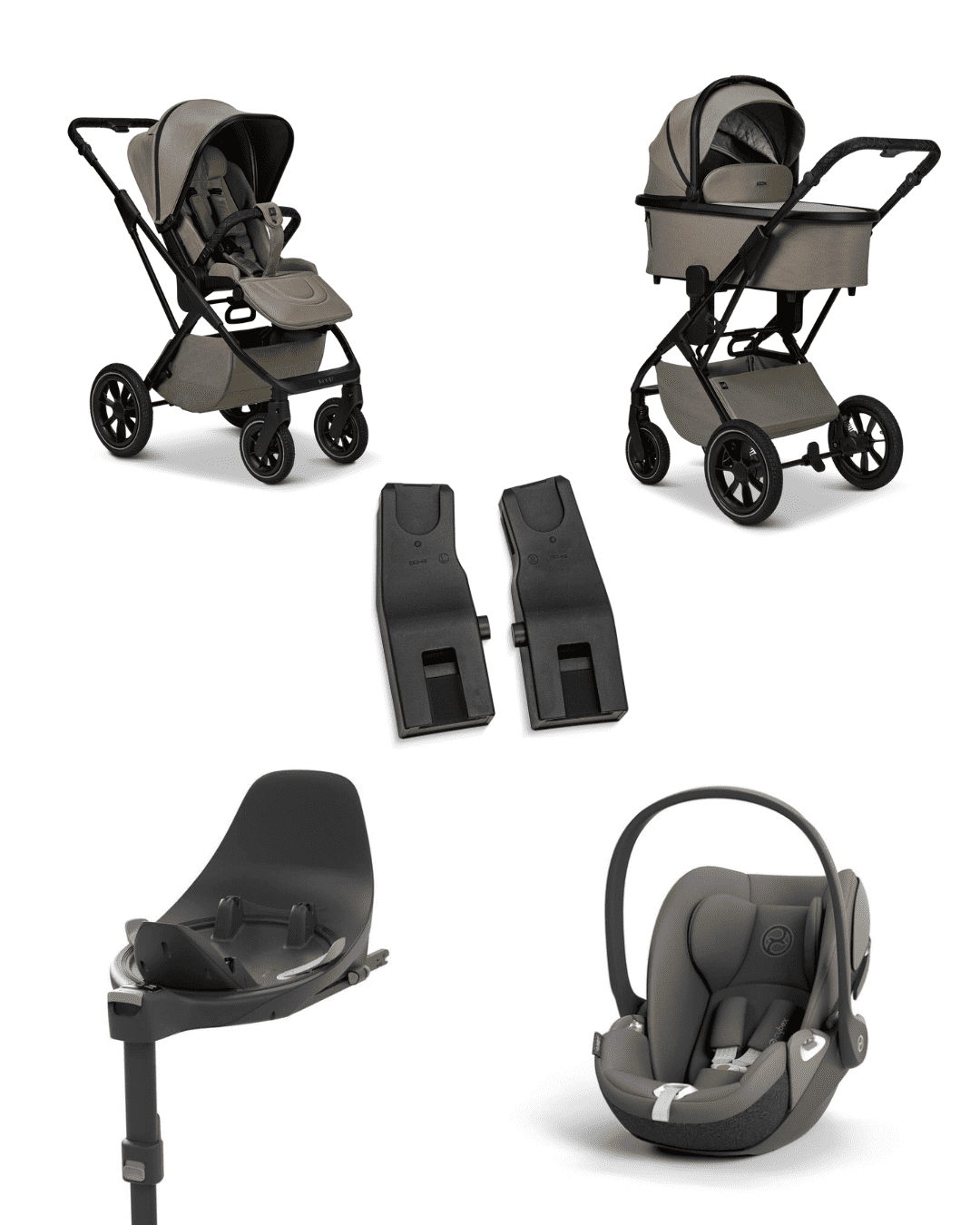 Moon PIU 2025 4in1 Set inkl. Cybex Cloud T i-Size mit Base T und Moon PIU Adapter Mud/Mirage Grey