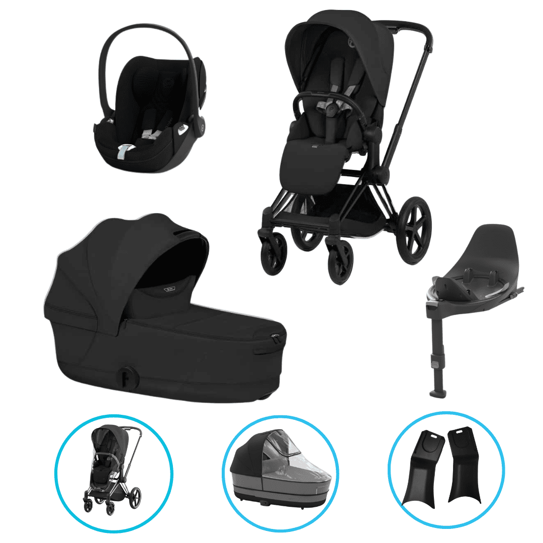  Cybex Priam Style Kinderwagen Set 7in1 Matt Black / Sepia Black inkl. Cloud T Plus Sepia Black und Base T