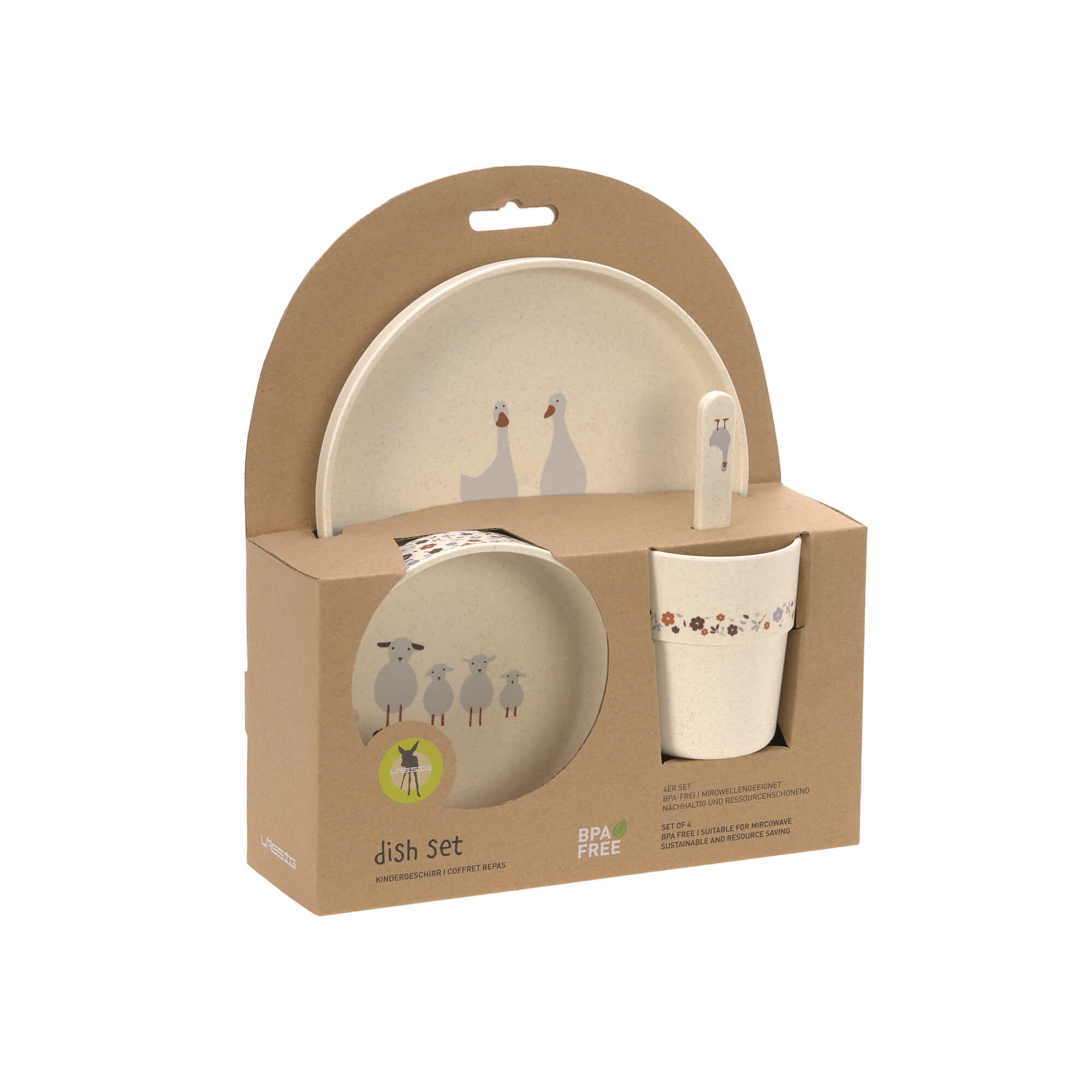 Lässig Kindergeschirr Set (Teller - Schüssel - Becher - Löffel) - Tiny Farmer Sheep/Goose nature Lässig Kindergeschirr Set (Teller - Schüssel - Becher - Löffel) - Tiny Farmer Sheep/Goose nature