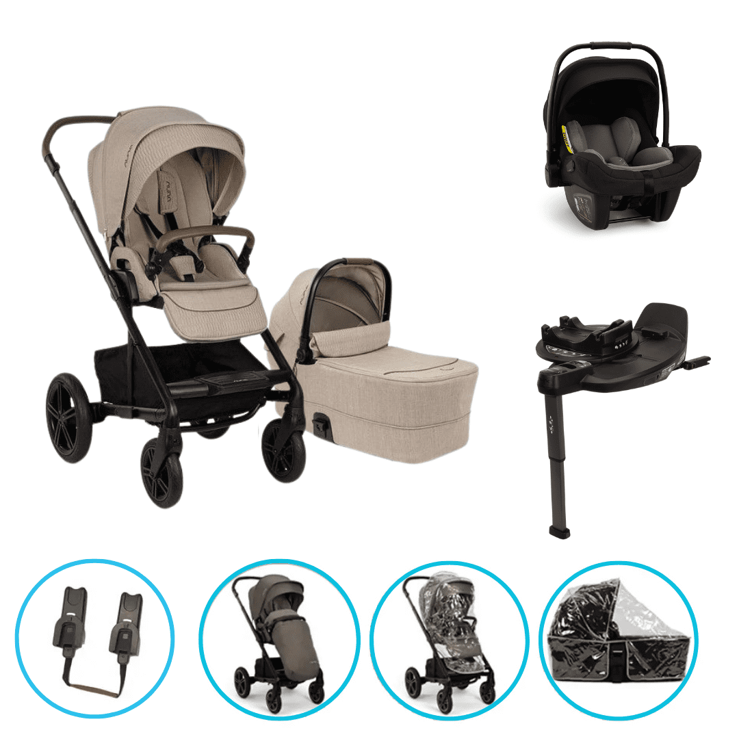 Nuna MIXX next 4in1 Kinderwagen Set Cosmopolitan inkl. Pipa Next Caviar-Chocolate, Base Curv und gratis Zubehör 