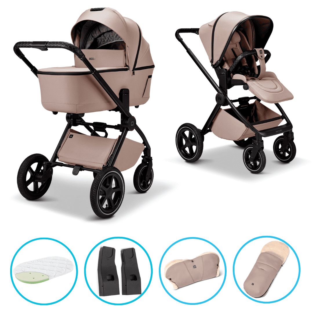 Moon GIO 2.0 Kombikinderwagen sand inkl. Fußsack und Handmuff sand – Entdecke den Moon GIO 2.0 sand Kinderwagen – Testsieger bei Stiftung Warentest! Mit extra großer Wanne, smarter Höhenverstellung, Fußsack & Handmuff bietet er Komfort, Sicherheit und Stil für jede Jahreszeit. Perfekt für dich und dein Baby.