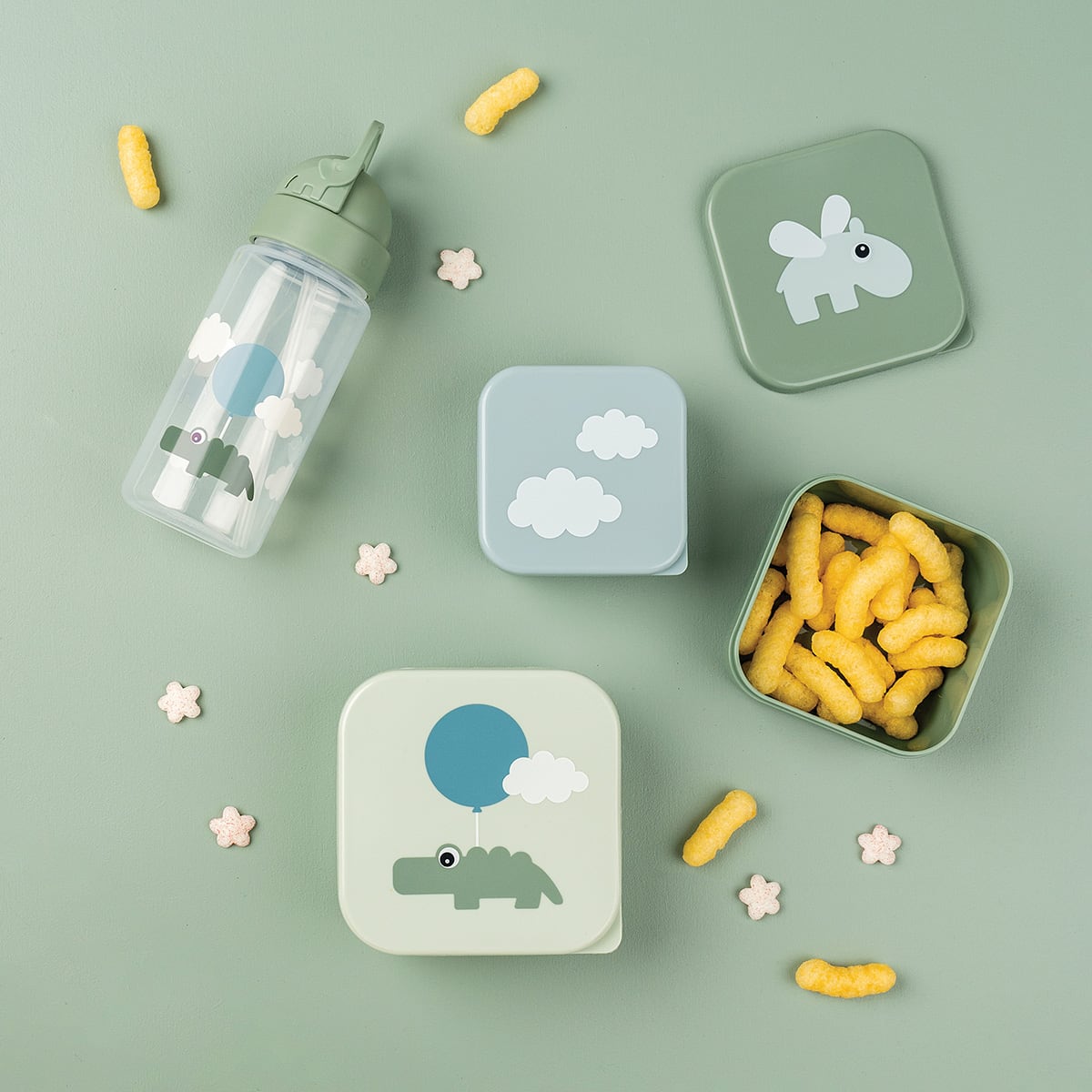 Done by Deer - Trinkflasche mit Strohhalm Happy clouds
