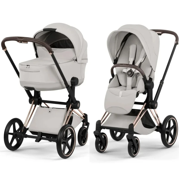  Cybex Priam Style Kinderwagen Set 3in1 Rosegold / City Grey inkl. Cloud T Plus Sepia Black
