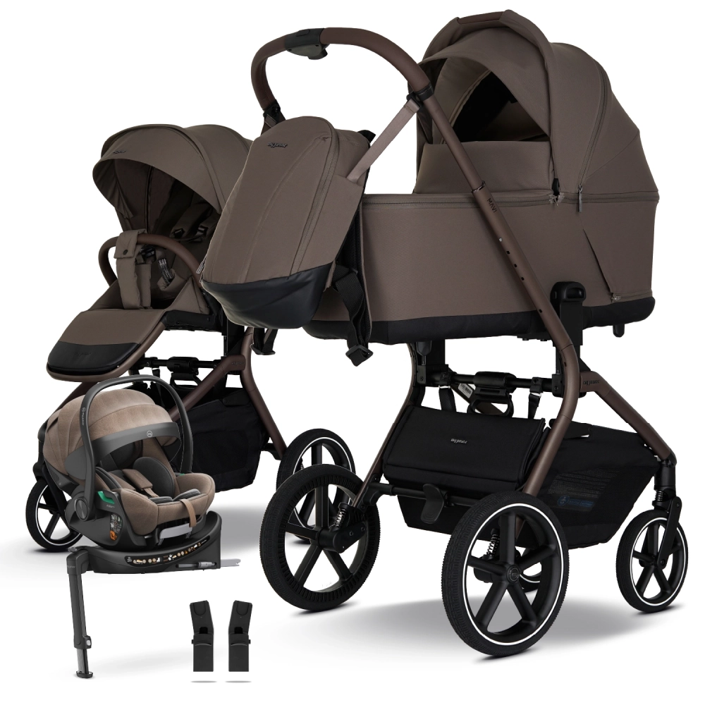 my junior MAVI 5in1 Kinderwagen-Set Mocca Brown inkl. AURA ergo 2 Hazel und Base Capsule
