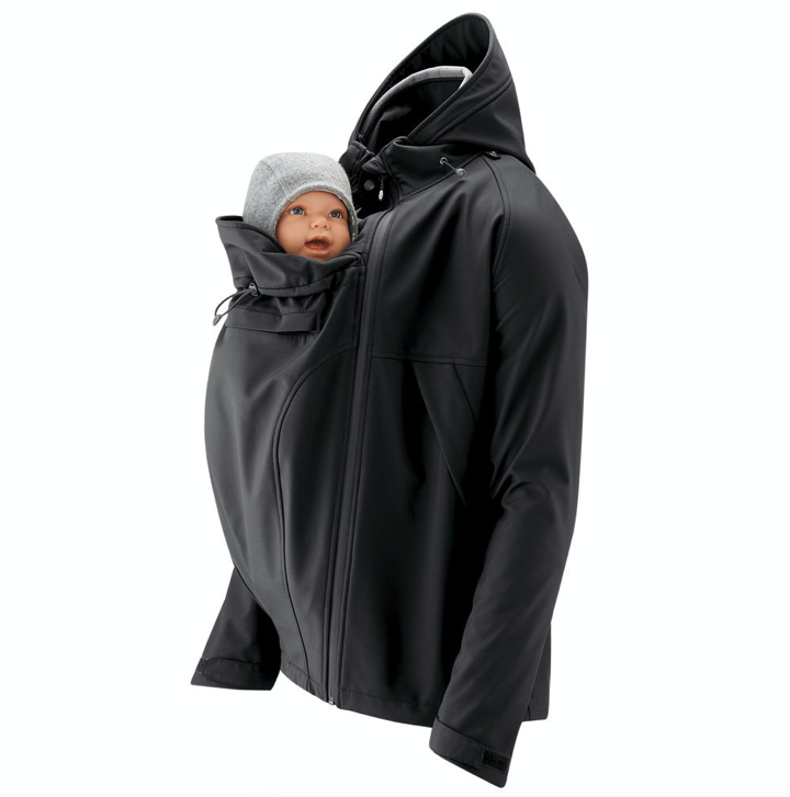 Mamalila Softshell-Tragejacke schwarz L für Tragekomfort