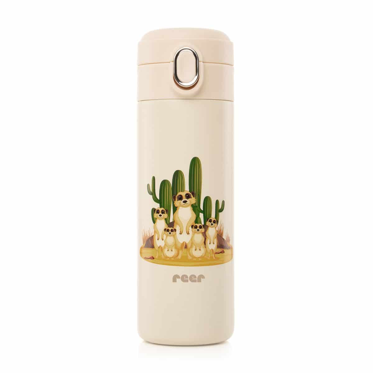 beige trinkhalmflasche mit erdmännchen print beige trinkhalmflasche mit erdmännchen print