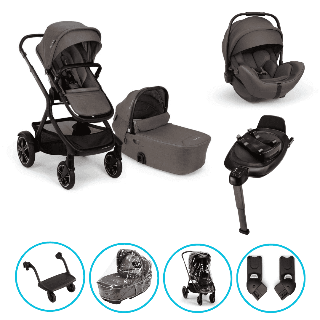 Nuna DEMI Next 4in1 Kinderwagen Set Thunder inkl. Arra Flex Thunder, Base Next und Rider Board 
