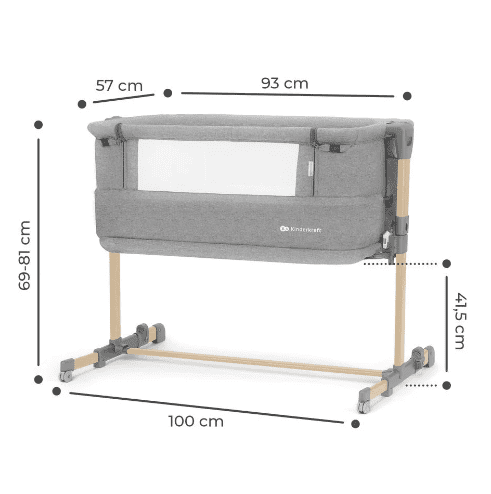 Kinderkraft 3in1 Beistellbett NESTE GROW holz-grau