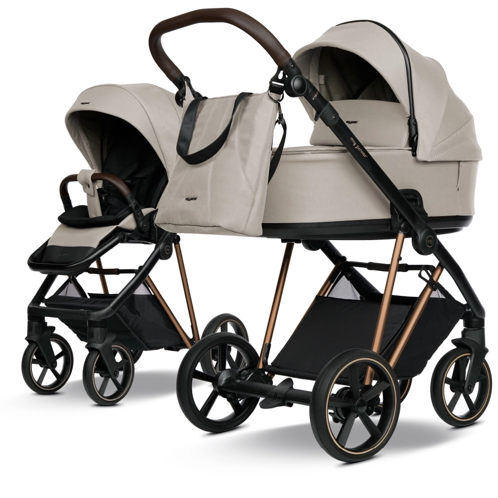 my junior VIGO 2 Kombikinderwagen Beige no.1 / Bronze – Entdecke den my junior VIGO 2 Kombikinderwagen Beige no.1 / Bronze: Allradfederung, unplattbare Reifen & luxuriöser Komfort – für entspannte Fahrten auf jedem Terrain.
