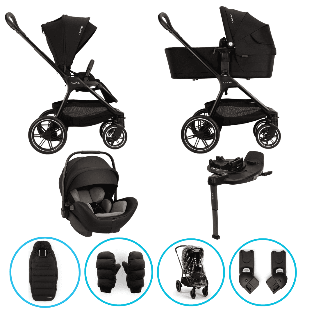 Nuna TRIV lx 4in1 Kinderwagenset Caviar inkl. Arra flex Caviar, Base curv & gratis Zubehör
