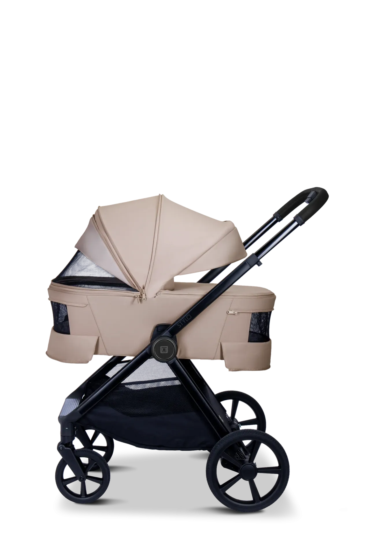 Moon STYLO 5in1 Kombikinderwagen-Set Sand inkl. Wickeltasche, Regenverdeck und Adaptern