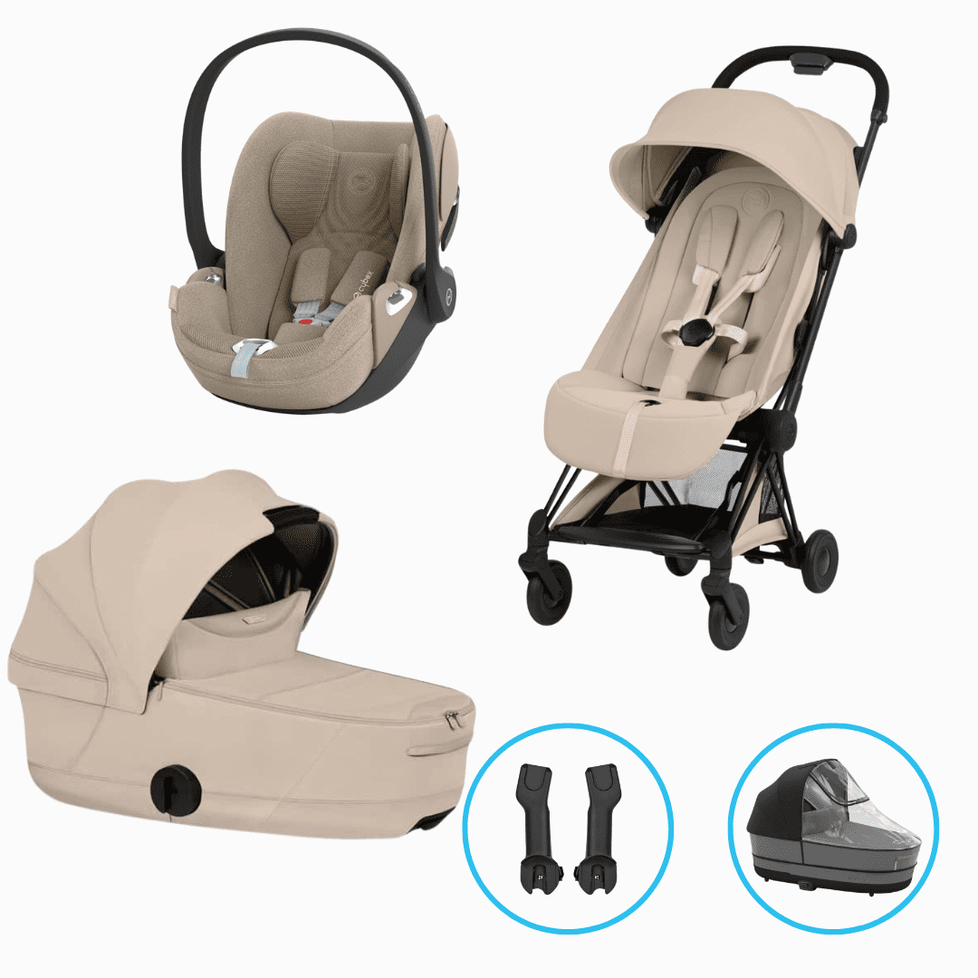 Cybex Coya Style 5in1 Kinderwagen Set Matt Black/Cozy Beige inkl. Cloud T Plus Cozy Beige