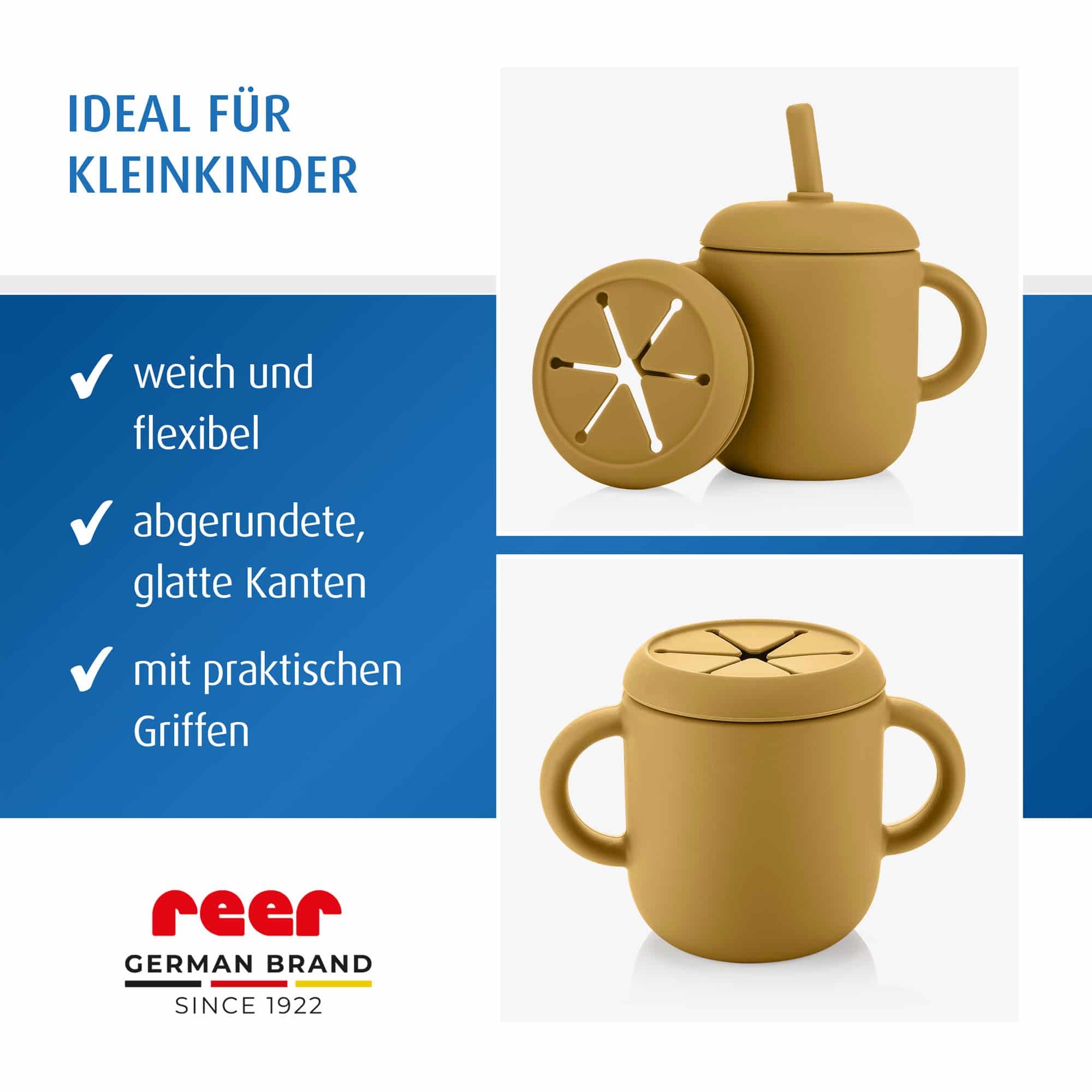 gelber trinklernbecher mit trinkhalm oder snackbecher mit praktischen griffen gelber trinklernbecher mit trinkhalm oder snackbecher mit praktischen griffen