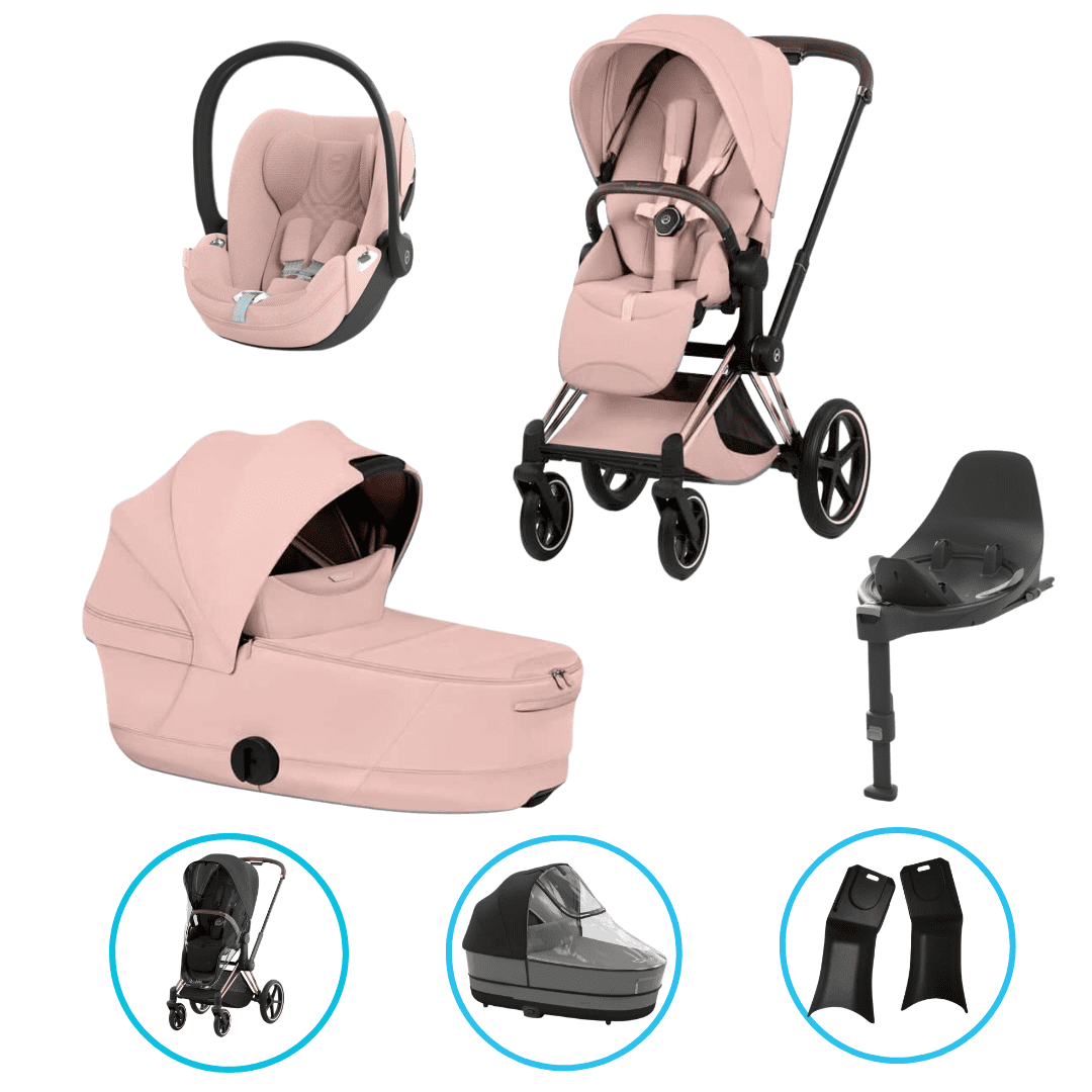  Cybex Priam Style Kinderwagen Set 7in1 Rosegold / Peach Pink inkl. Cloud T Plus Peach Pink und Base T